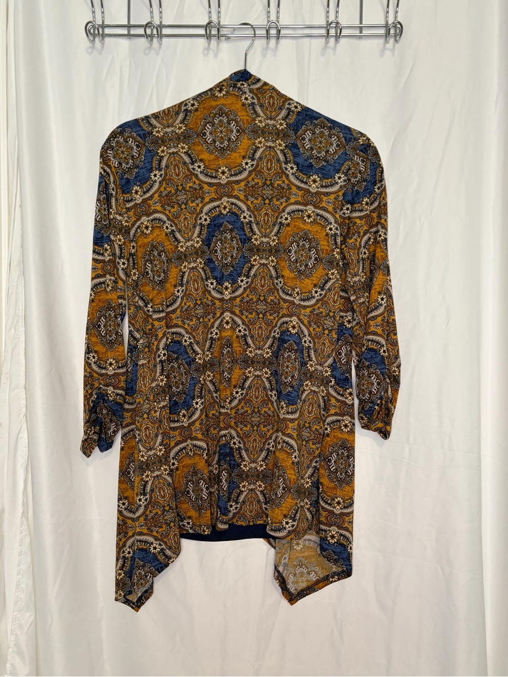 Boho Paisley Open Front top - Navy & Mustard - Picture 2 of 5
